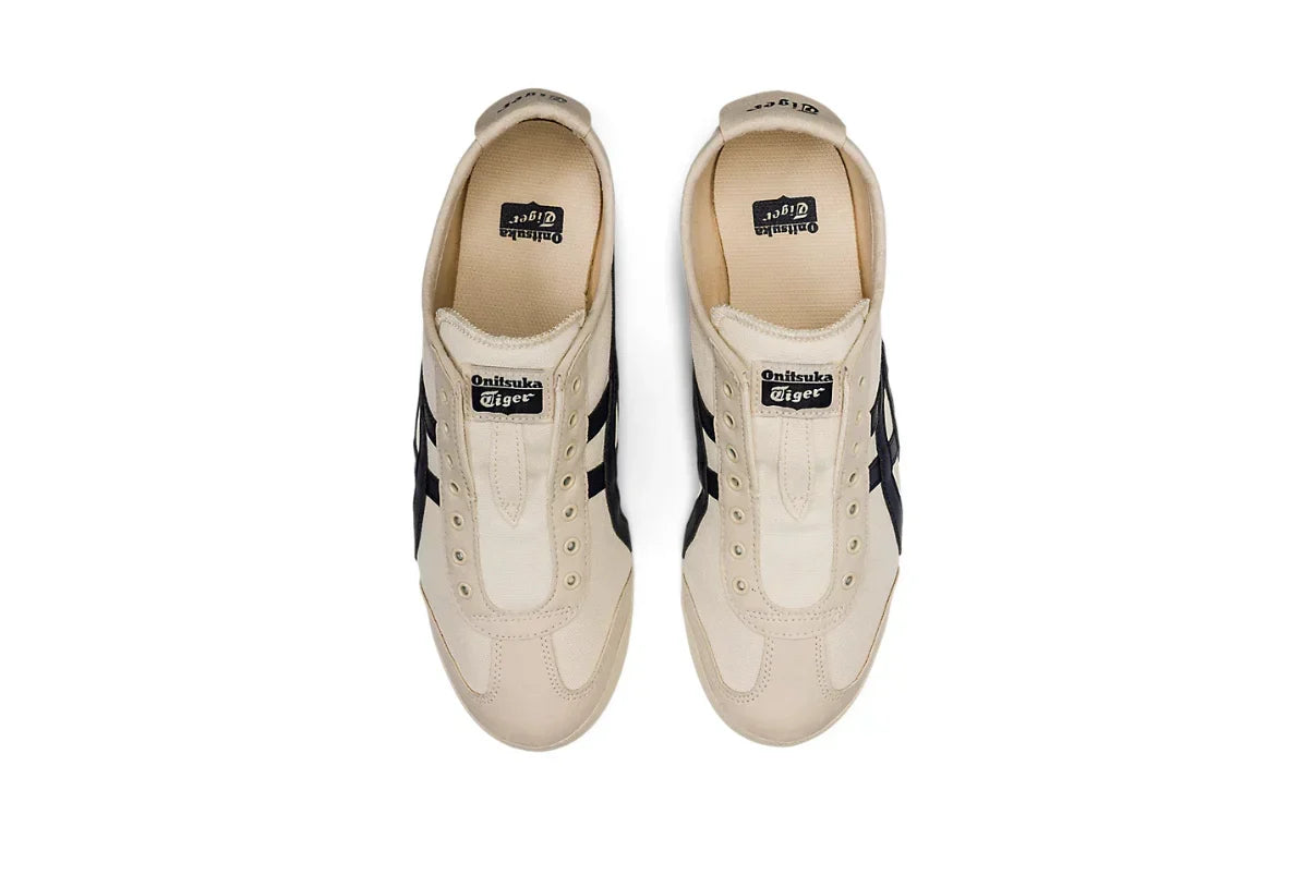Tênis Onitsuka Tiger Mexico 66 Slip-On Birch Midnight Bege detalhe do material