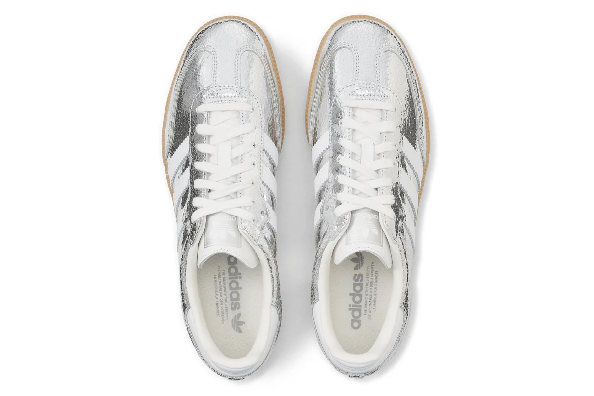 Tênis Adidas Samba OG Silver Metallic Cracked Leather Prateado
