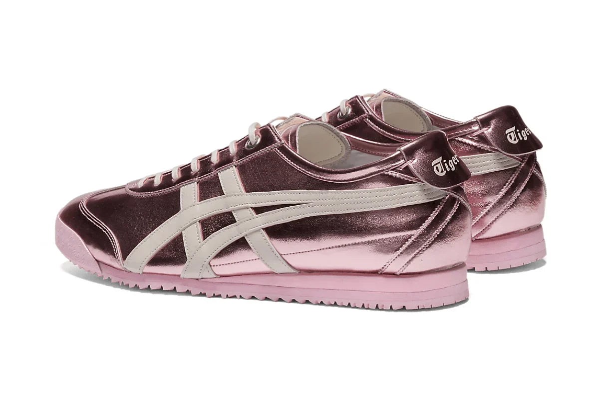 Tênis Onitsuka Tiger Mexico 66 SD Metallic Series Crystal Pink Cream Rosa detalhe do material