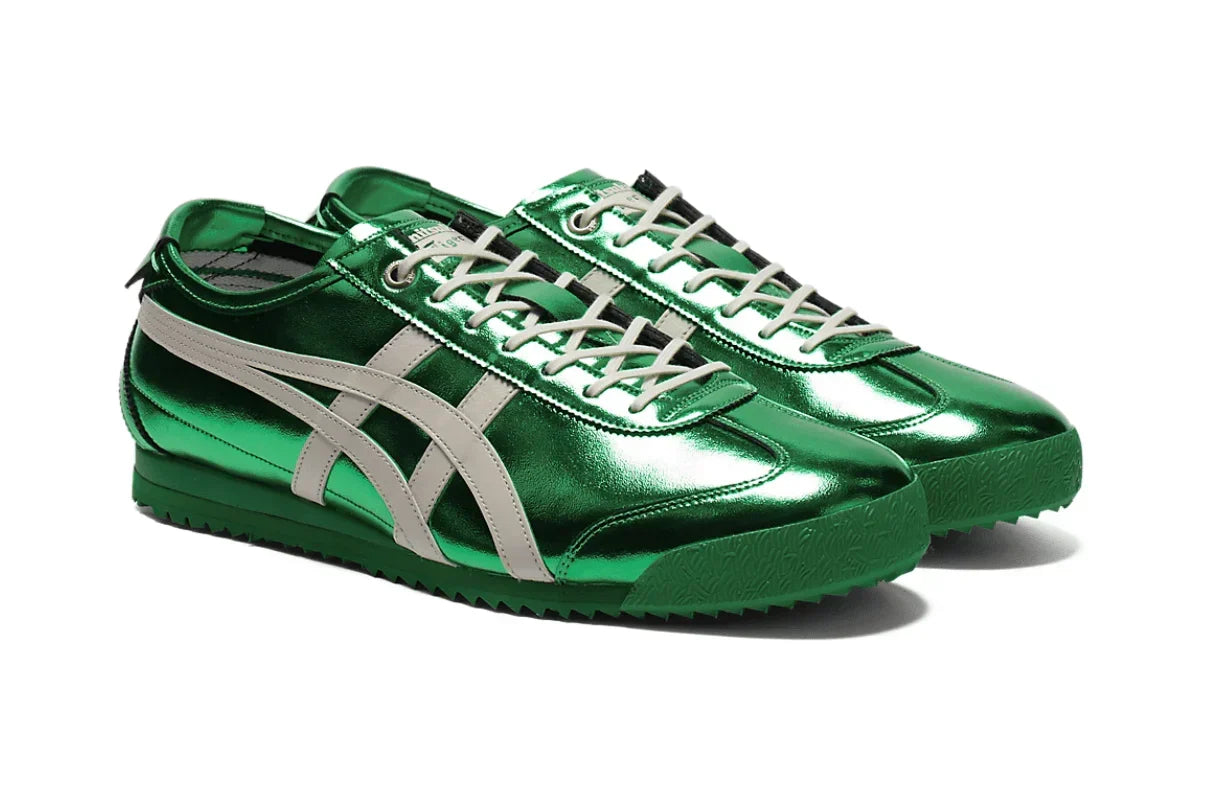 Tênis Onitsuka Tiger Mexico 66 SD Metallic Series Jade Cream Verde detalhe do solado