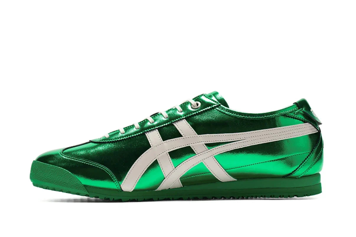 Tênis Onitsuka Tiger Mexico 66 SD Metallic Series Jade Cream Verde detalhe do material