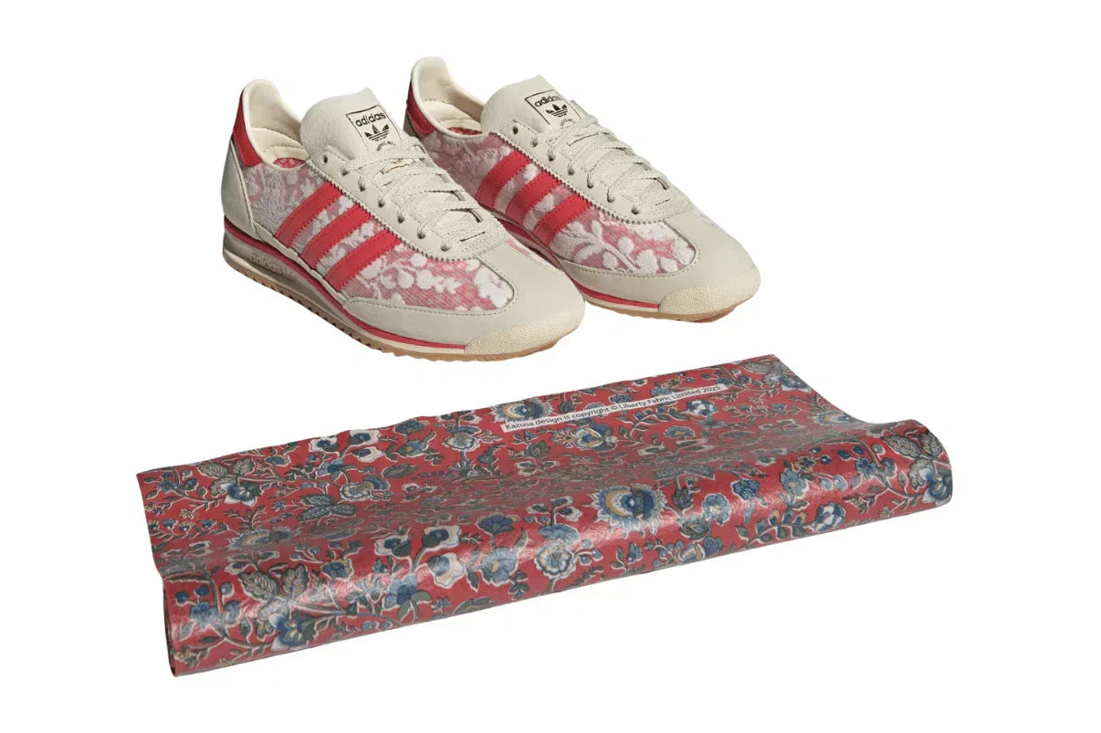Tênis Adidas SL 72 OG Liberty London Better Scarlet Rosa detalhe do acabamento