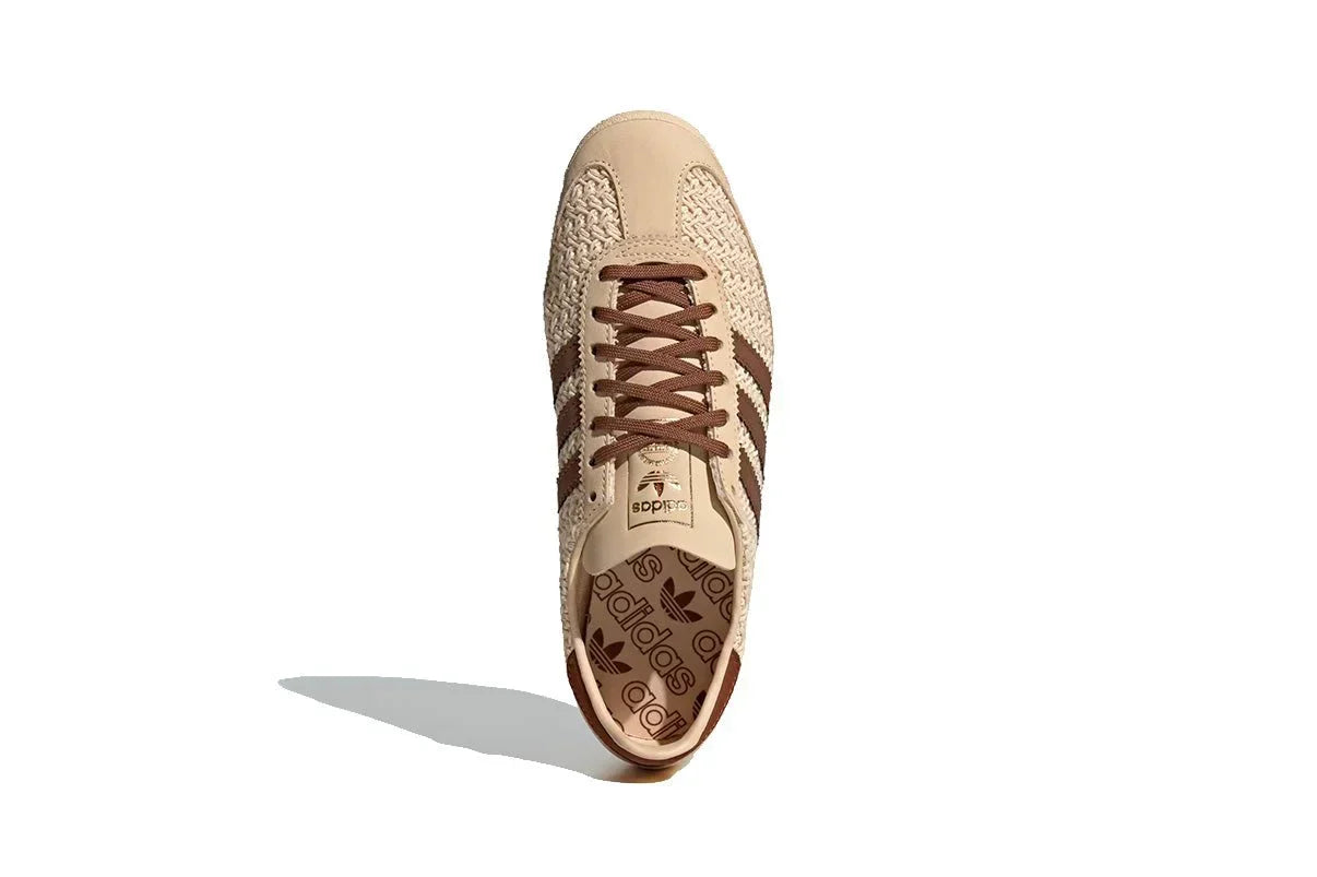 Tênis Adidas SL 72 OG Sand Strata Preloved Brown Cream White Bege detalhe frontal