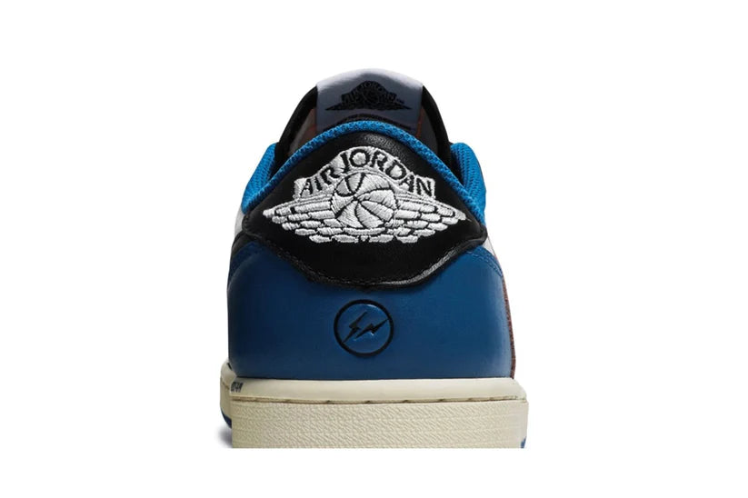 Nike Air Jordan 1 Retro Low Fragment Design x Travis Scott Couro Branco Preto Azul