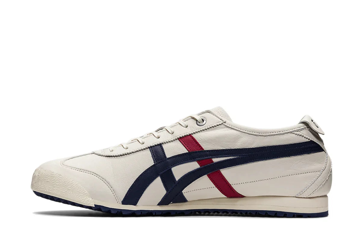 Tênis Onitsuka Tiger Mexico 66 SD Cream Peacoat Navy Red Bege detalhe frontal