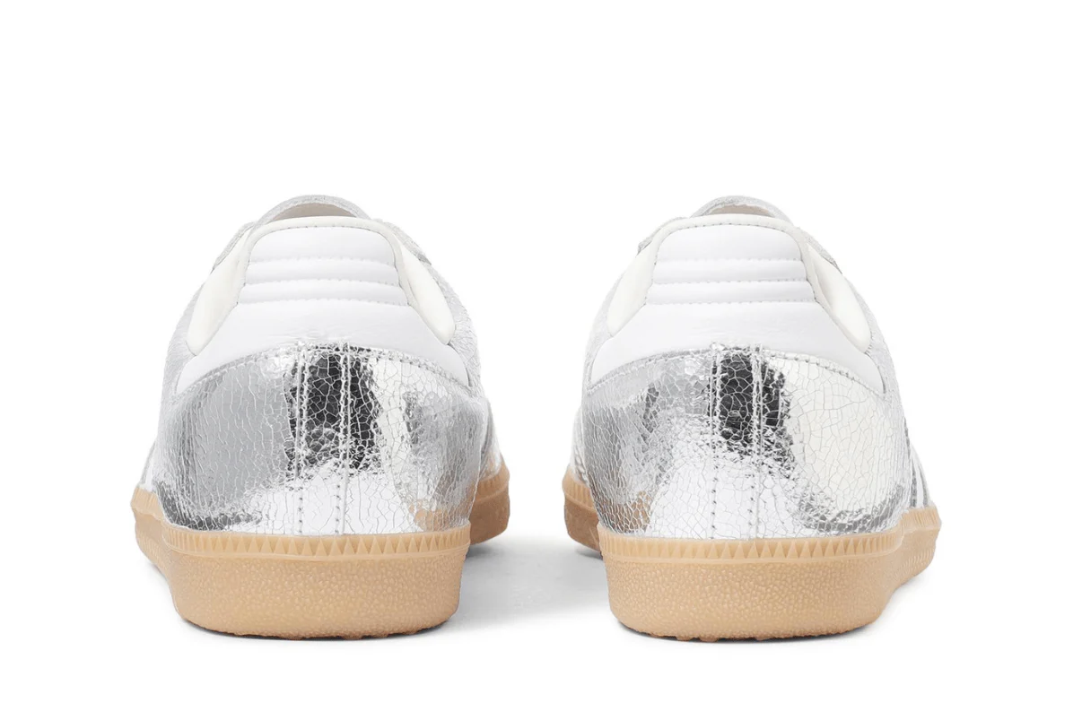 Tênis Adidas Samba OG Silver Metallic Cracked Leather Prateado