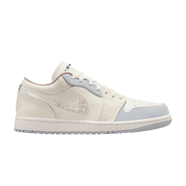 Tênis Air Jordan 1 Low Sail Soft Pearl Sequins Bege
