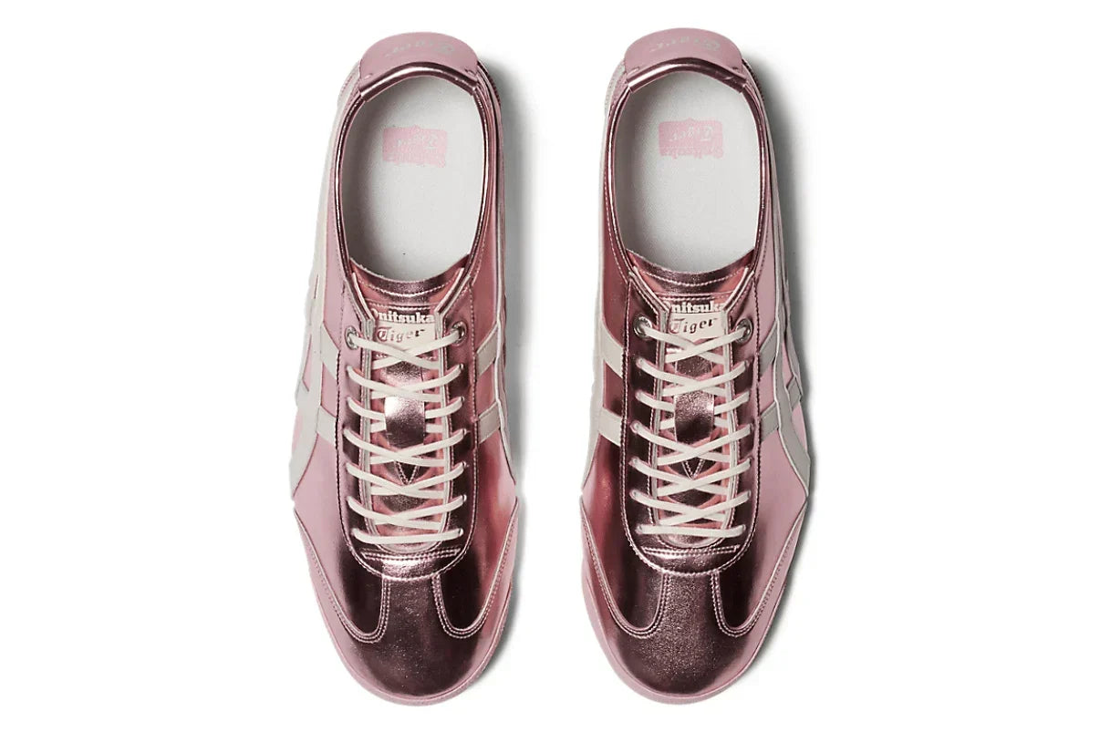 Tênis Onitsuka Tiger Mexico 66 SD Metallic Series Crystal Pink Cream Rosa detalhe lateral