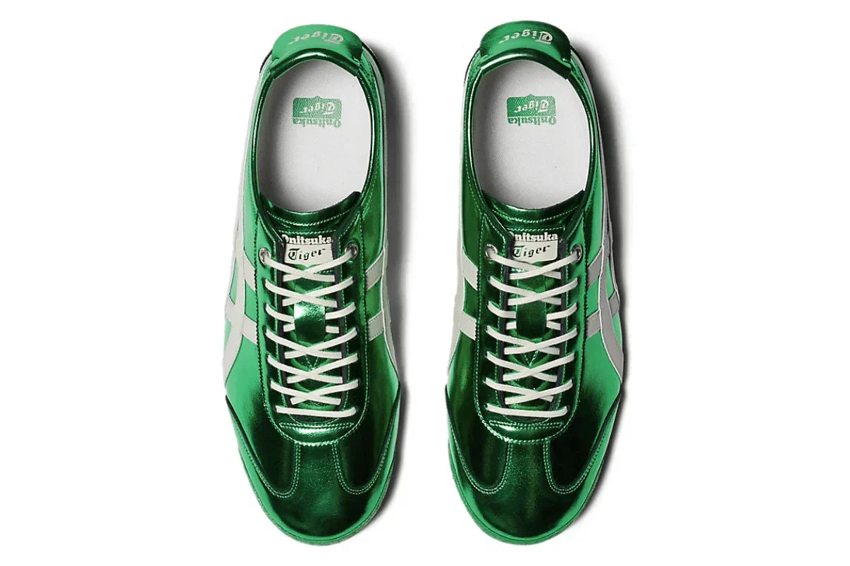 Tênis Onitsuka Tiger Mexico 66 SD Metallic Series Jade Cream Verde detalhe frontal