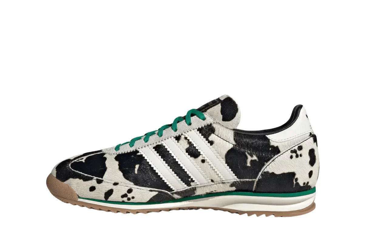 Tênis Adidas SL 72 Og Court Green Cow Print Bege detalhe lateral