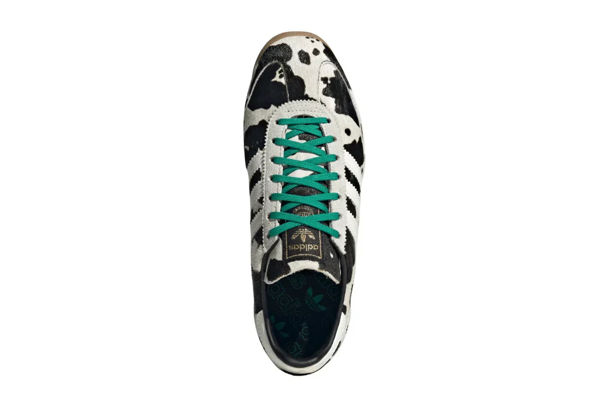 Tênis Adidas SL 72 Og Court Green Cow Print Bege detalhe do acabamento